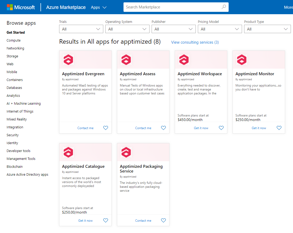 Apptimized Solutions on Azure Marketplace